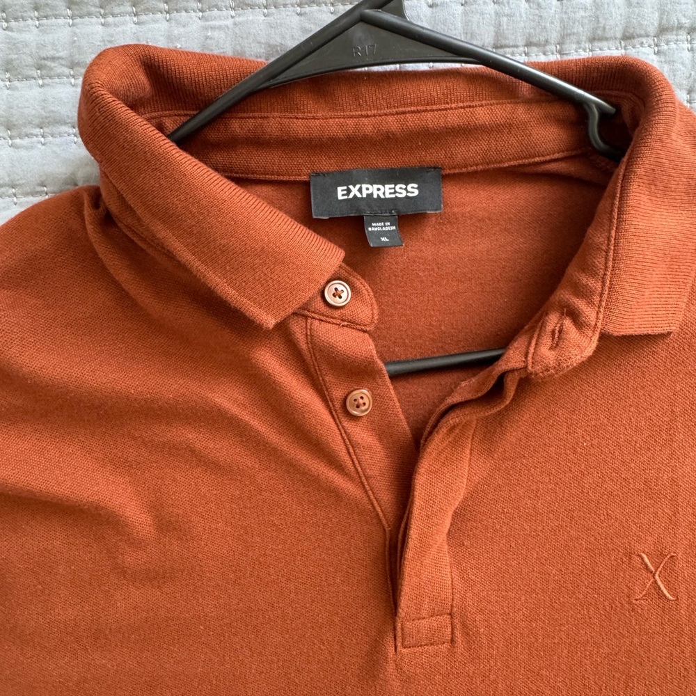 Express Men's Burnt Orange Polo Shirt